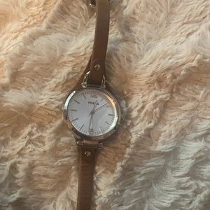 Women’s brown leather Fossil watch